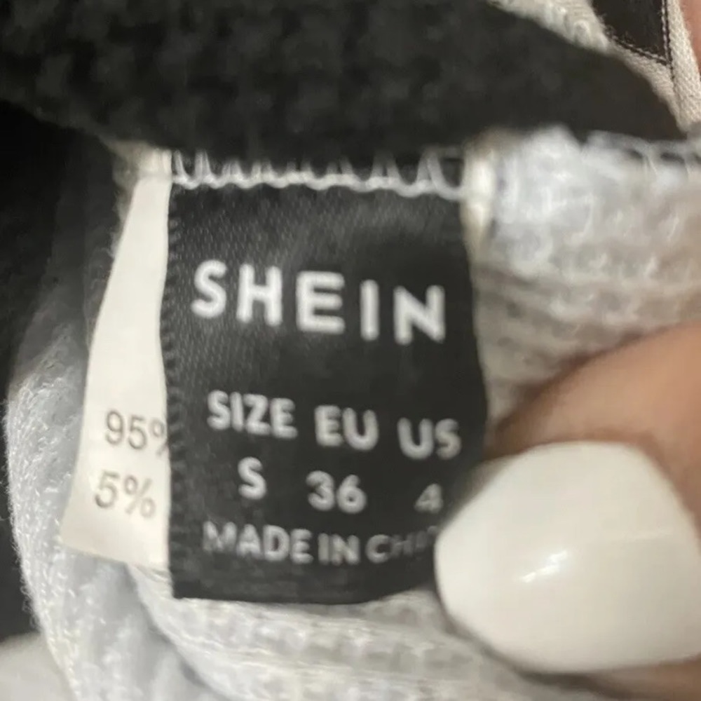 SHEIN Colorblock Waffle Knit Striped Panel Long Sleeve Top Women’s Size Small - Picture 6 of 8
